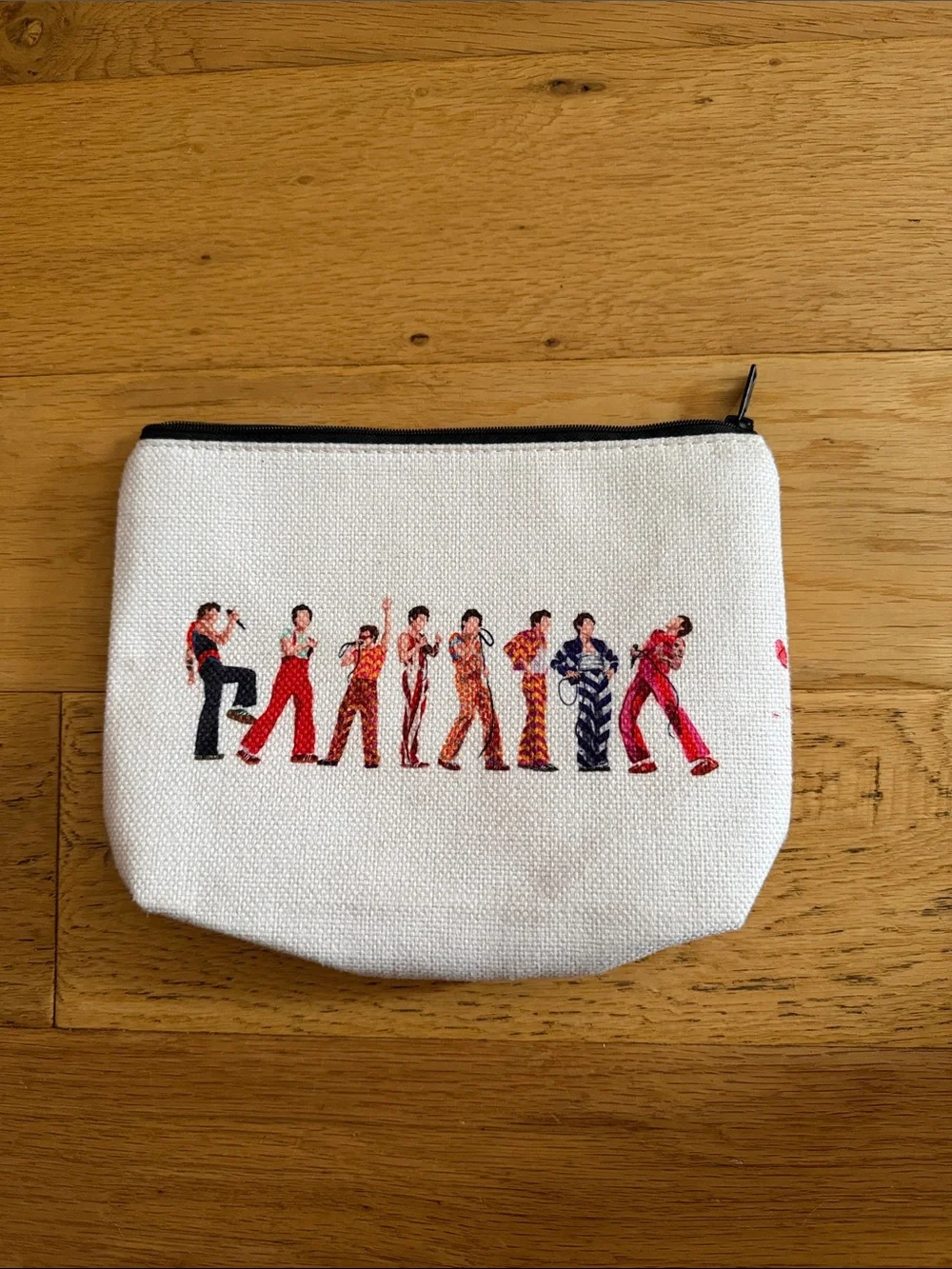 NEW - Canvas Zip Pouch - Harry Style Make Up pouch White with Multicolor Print